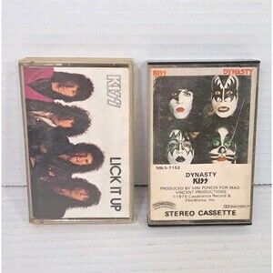 KISS Cassette Lot 2 Lick It Up & Dynasty Vintage Rock Tapes Tested Original
